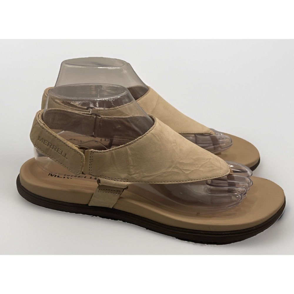 Merrell Around Town Sandstone Beige Leather Comfort Sandals - Womens Size 9